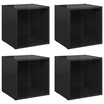 TV-tasot 4 kpl korkeakiilto musta 37x35x37 cm tekninen puu