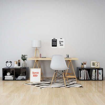 Musta tv-tasot Indar 37x35x37cm (4 kpl korkeakiilto puinen)