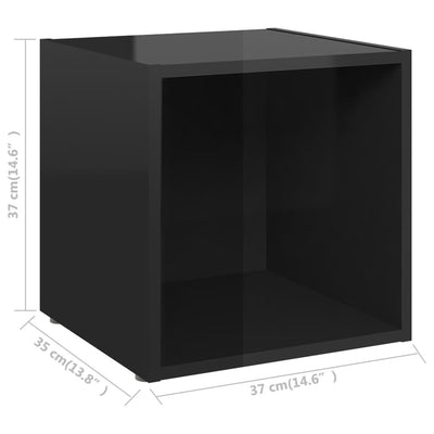 TV-tasot 4 kpl korkeakiilto musta 37x35x37 cm tekninen puu