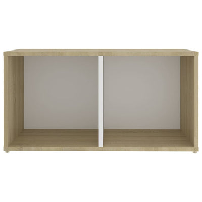 TV-taso valkoinen ja Sonoma-tammi 72x35x36,5 cm tekninen puu