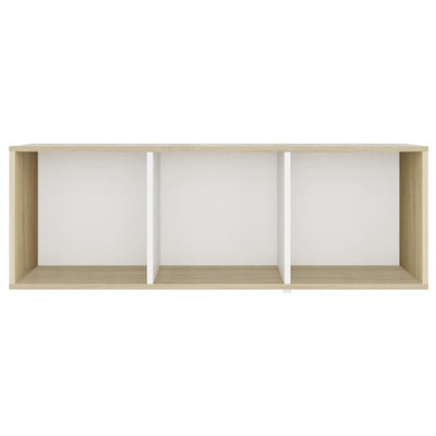 TV-taso valkoinen ja Sonoma-tammi 107x35x37 cm tekninen puu