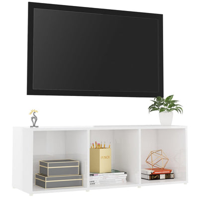 TV-taso korkeakiilto valkoinen 107x35x37 cm lastulevy