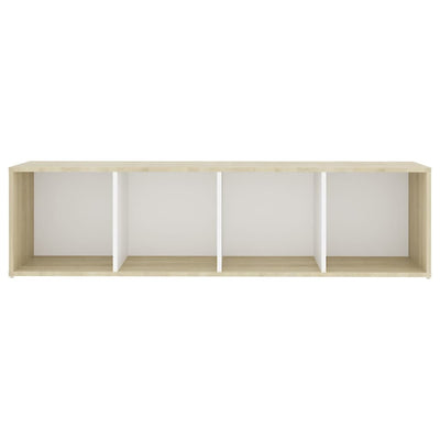 TV-taso valkoinen ja Sonoma tammi 142,5x35x36,5 cm tekninen puu