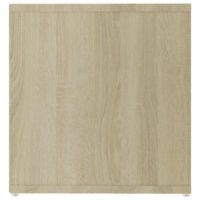 TV-taso valkoinen ja Sonoma tammi 142,5x35x36,5 cm tekninen puu