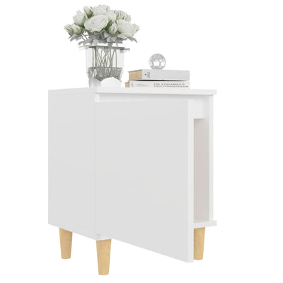 Valkoinen yöpöydät täyspuujaloilla Fatma 40x30x50cm (2 kpl)