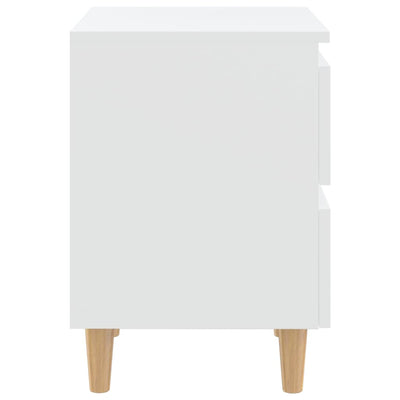 Yöpöydät täysmäntyiset jalat 2 kpl valkoinen 40x35x50 cm
