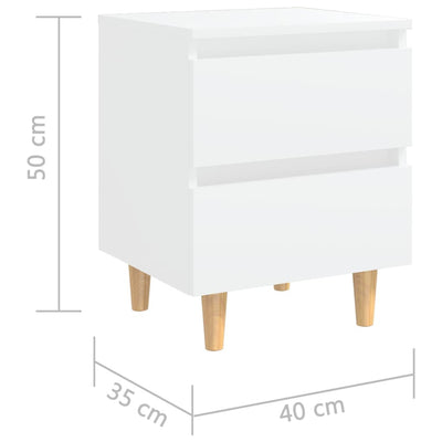 Yöpöydät täysmäntyiset jalat 2 kpl valkoinen 40x35x50 cm