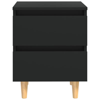 Yöpöydät täysmäntyiset jalat 2 kpl musta 40x35x50 cm