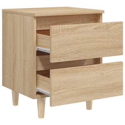 Yöpöydät täysmäntyiset jalat 2 kpl Sonoma tammi 40x35x50 cm