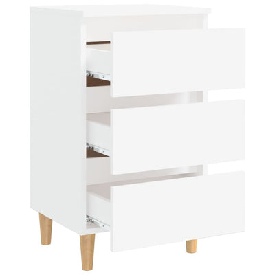 Yöpöydät täyspuiset jalat 2 kpl valkoinen 40x35x69 cm