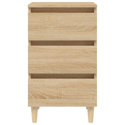 Yöpöydät täyspuiset jalat 2 kpl Sonoma-tammi 40x35x69 cm