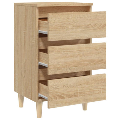 Yöpöydät täyspuiset jalat 2 kpl Sonoma-tammi 40x35x69 cm