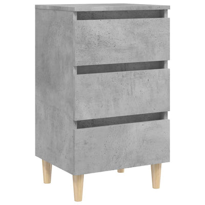 Yöpöydät täyspuiset jalat 2 kpl betoninharmaa 40x35x69 cm