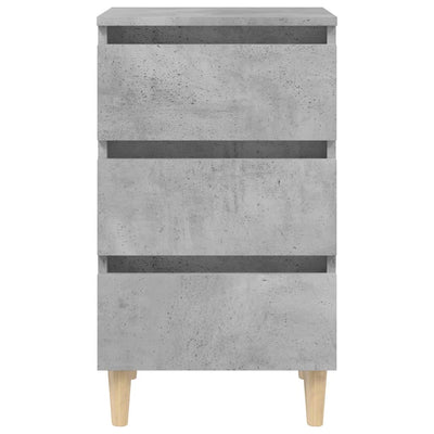 Yöpöydät täyspuiset jalat 2 kpl betoninharmaa 40x35x69 cm