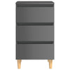 Yöpöydät puiset jalat 2 kpl korkeakiilto harmaa 40x35x69cm