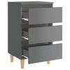 Yöpöydät puiset jalat 2 kpl korkeakiilto harmaa 40x35x69cm