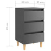 Yöpöydät puiset jalat 2 kpl korkeakiilto harmaa 40x35x69cm