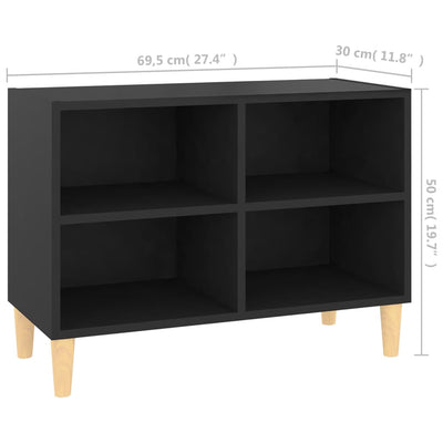 TV-taso täyspuiset jalat musta 69,5x30x50 cm