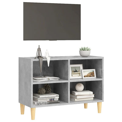 TV-taso täyspuiset jalat betoninharmaa 69,5x30x50 cm