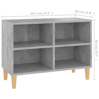 TV-taso täyspuiset jalat betoninharmaa 69,5x30x50 cm