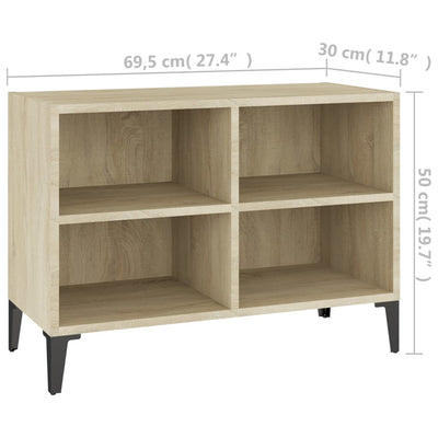 TV-taso metallijaloilla Sonoma-tammi 69,5x30x50 cm
