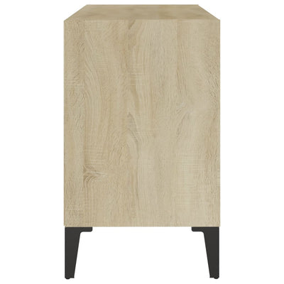 TV-taso metallijaloilla valkoinen ja Sonoma-tammi 69,5x30x50 cm