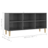 TV-taso täyspuiset jalat korkeakiilto harmaa 103,5x30x50 cm