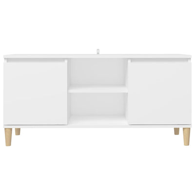 TV-taso täyspuiset jalat valkoinen 103,5x35x50 cm
