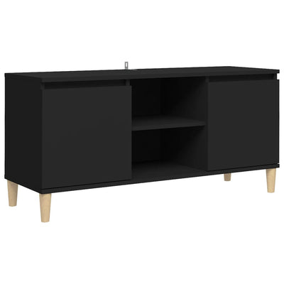 TV-taso täyspuiset jalat musta 103,5x35x50 cm