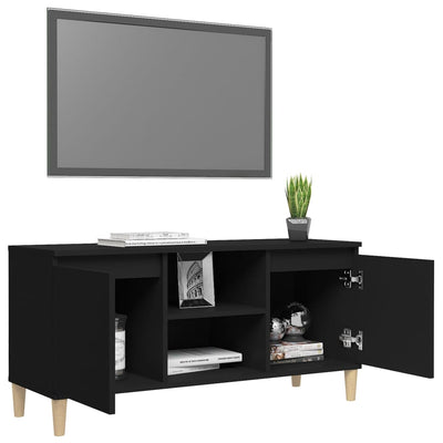 TV-taso täyspuiset jalat musta 103,5x35x50 cm