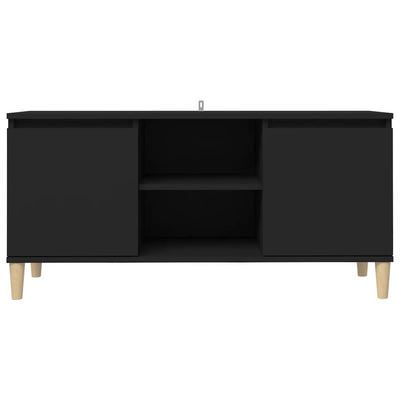 TV-taso täyspuiset jalat musta 103,5x35x50 cm