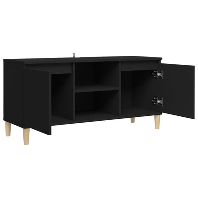 TV-taso täyspuiset jalat musta 103,5x35x50 cm
