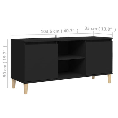 TV-taso täyspuiset jalat musta 103,5x35x50 cm