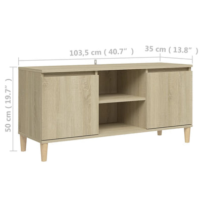 TV-taso täyspuiset jalat Sonoma-tammi 103,5x35x50 cm