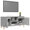 TV-taso täyspuiset jalat betoninharmaa 103,5x30x50 cm