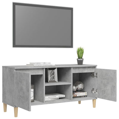 TV-taso täyspuiset jalat betoninharmaa 103,5x30x50 cm