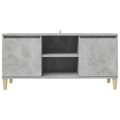 TV-taso täyspuiset jalat betoninharmaa 103,5x30x50 cm