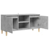TV-taso täyspuiset jalat betoninharmaa 103,5x30x50 cm