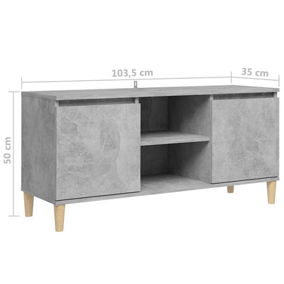 Betoninharmaa tv-taso täyspuiset jalat Rodeliu 103,5x30x50cm