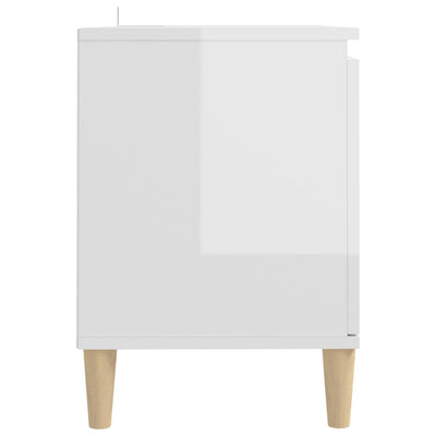 TV-taso täyspuiset jalat korkeakiilto valkoinen 103,5x35x50 cm