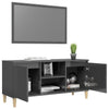 TV-taso täyspuiset jalat korkeakiilto harmaa 103,5x35x50 cm