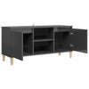 TV-taso täyspuiset jalat korkeakiilto harmaa 103,5x35x50 cm