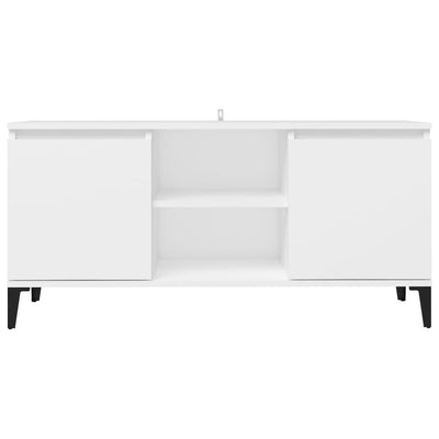 TV-taso metallijaloilla valkoinen 103,5x35x50 cm