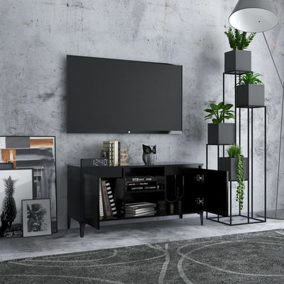 TV-taso metallijaloilla musta 103,5x35x50 cm