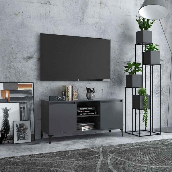 TV-taso metallijaloilla harmaa 103,5x35x50 cm
