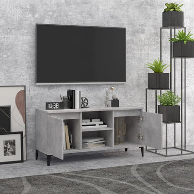 TV-taso metallijaloilla betoninharmaa 103,5x35x50 cm