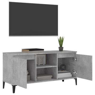 TV-taso metallijaloilla betoninharmaa 103,5x35x50 cm