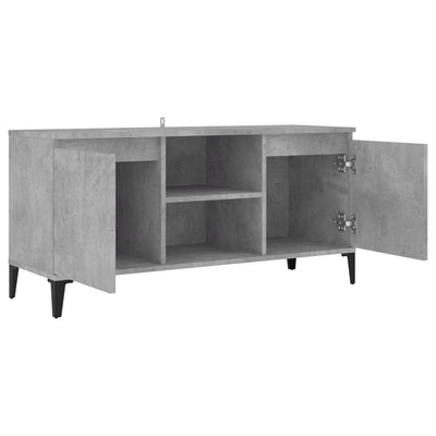 TV-taso metallijaloilla betoninharmaa 103,5x35x50 cm