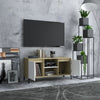 TV-taso metallijaloilla valkoinen/Sonoma-tammi 103,5x35x50 cm