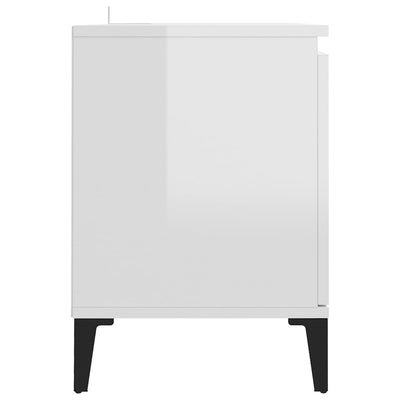 TV-taso metallijaloilla korkeakiilto valkoinen 103,5x35x50 cm